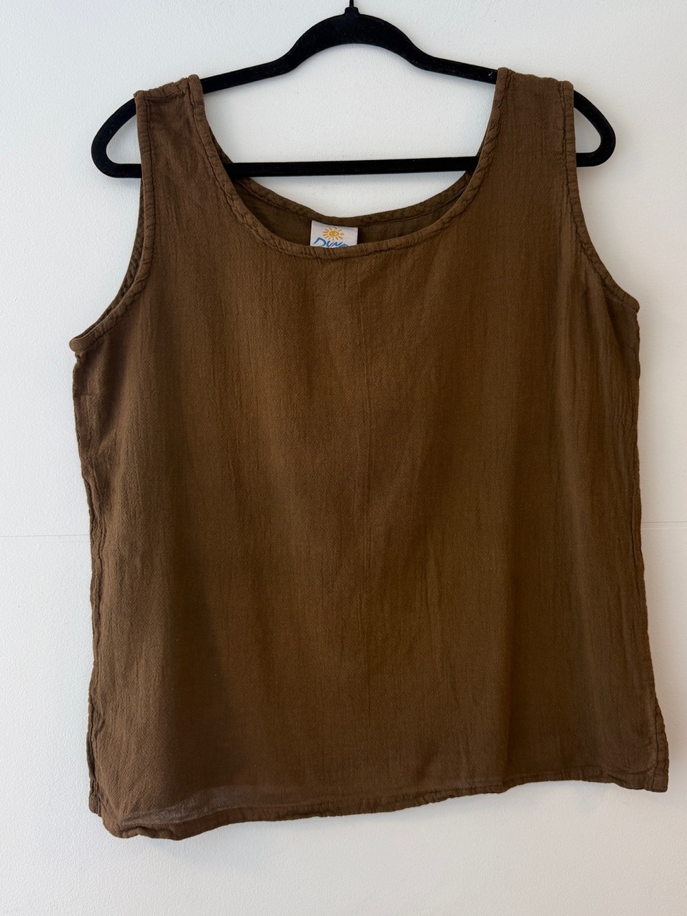 🩵 Dunes Brown 100% Cotton Gauze Tank Top L Boho